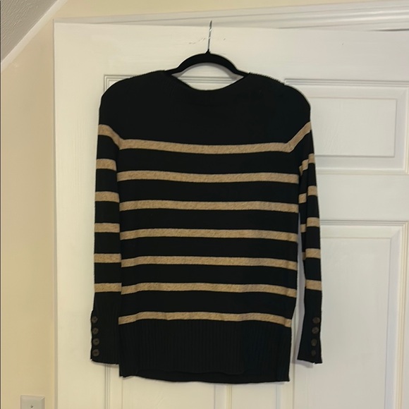 Black and Tan Striped Women's Sweater - Picture 1 of 3